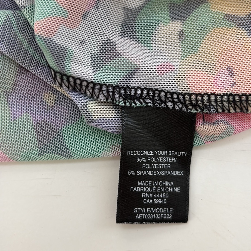AFRM Floral Neon Garden Mesh Zadie Turtleneck Top - Picture 7 of 7
